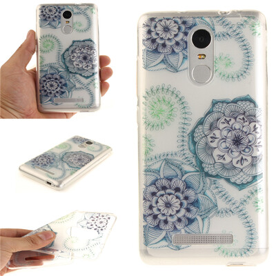 

Blue and green dream flower Pattern Soft Thin TPU Rubber Silicone Gel Case Cover for XiaoMi RedMi Note3