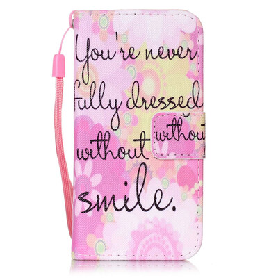 

Pink Smile Design PU Leather Flip Cover Wallet Card Holder Case for IPHONE 5