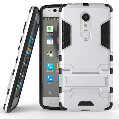 

Silver Slim Robot Armor Kickstand Shockproof Hard Rugged Rubber Back Case For ZTE AXON 7 Mini