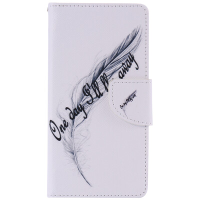 

Feather Design PU Leather Flip Cover Wallet Card Holder Case for SONY M2