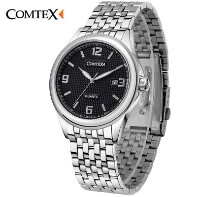 

Comtex Brand Business Men's Watch Alloy Wrist Watches Analog Display Quartz Movement Waterproof Calendar Watches Men