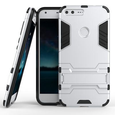 

Серебряный Slim Robot Armor Kickstand Ударопрочный жесткий корпус из прочной резины для Google Pixel XL