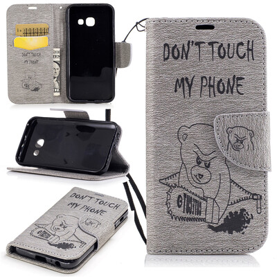 

Gray Bear Style Embossing Classic Flip Cover with Stand Function and Credit Card Slot for SAMSUNG Galaxy A3 2017/A320