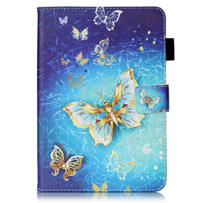 

Golden Butterfly Design PU Leather Flip Cover Wallet Card Holder Case for IPAD MINI 1234