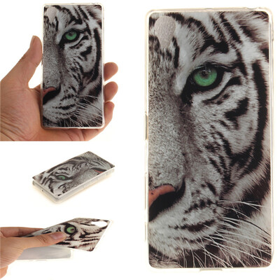

White Tiger Pattern Soft Thin TPU Rubber Silicone Gel Case Cover for SONY Xperia XA