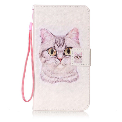 

Короткие волосы Cat Дизайн PU кожа флип Обложка Кошелек Карты Держатель чехол для Samsung Galaxy J7（2016）/J7109