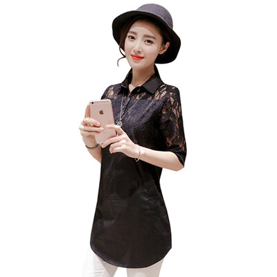 

Arthur Magic Worn Women Shirt Корейская мода Lace Slim Shirt S9026 Black M Код