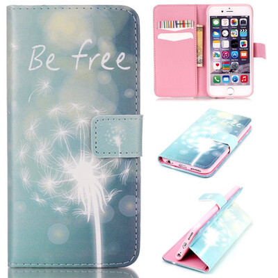 

Green dandelion Design PU Leather Flip Cover Wallet Card Holder Case for IPHONE 66S