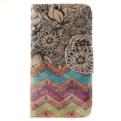 

Wave flower Design PU Leather Flip Cover Wallet Card Holder Case for LG G3