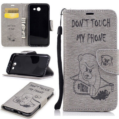 

Серый медведь Стиль тиснение Классический откидная крышка с функцией подставки и слот для кредитных карт для Samsung GALAXY J3 2017