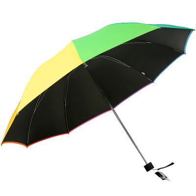 

Jingdong supermarket] paradise umbrella (UPF50 +) colorful world to strengthen the reinforcement of three-fold sunny umbrella 33395E rainbow umbrella