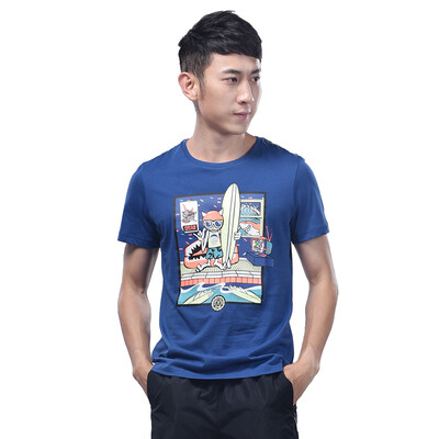 

XTEP Men&39s short-sleeved t-shirt casual short round neck breathable sports jacket 985229011136 gray blue S