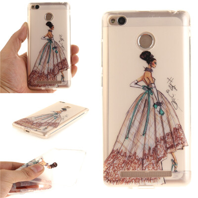 

Hand-painted dress Pattern Soft Thin TPU Rubber Silicone Gel Case Cover for XiaoMi Redmi 3s/Redmi 3X/Redmi 3S Prime