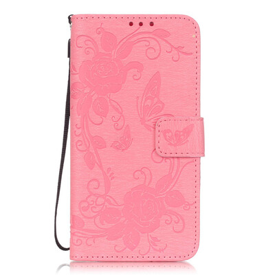 

Pink Butterfly PU Leather Flip Cover Wallet Card Holder Case for LG G5