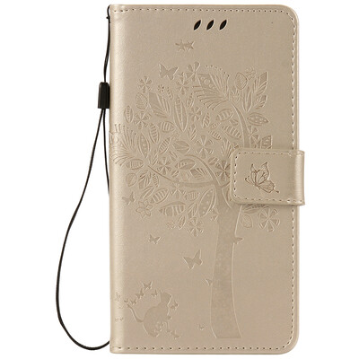 

Gold Tree Design PU Leather Flip Cover Wallet Card Holder Case for MOTO Z FORCE