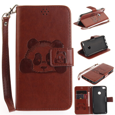 

Brown Panda Style Embossing Classic Flip Cover with Stand Function and Credit Card Slot for Huawei P8 Lite 2017