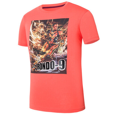 

ANTA Men&39s Clothing 15621142-3 Round Knit Short Sleeve T-Shirt Print Basketball Short T Persimmon Red S