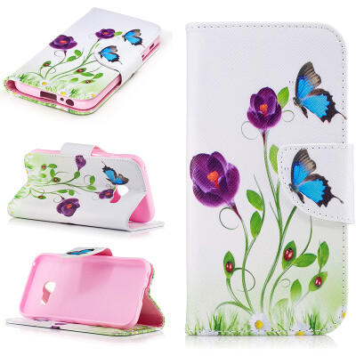 

Blue butterfly Design PU Leather Flip Cover Wallet Card Holder Case for SAMSUNG Galaxy A3 2017/A320