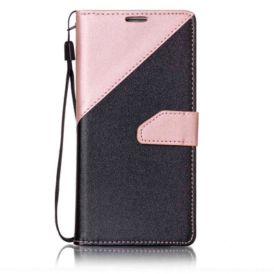 

Black + rose gold Design PU Leather Wallet Case Classic Flip Cover with Stand Function and Credit Card Slot for Samsung Galaxy S7