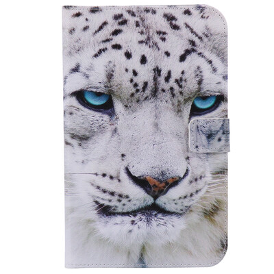 

Белый Leopard дизайн PU кожа флип Обложка Кошелек Карты Держатель чехол для SAMSUNG T230