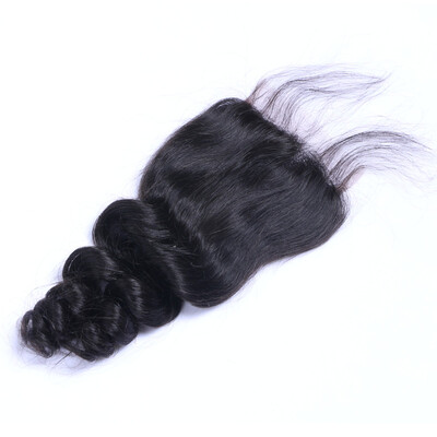 

Favor Indian Human Hair Lace Closure Loose Wave for Black Women with Baby Hair 4x4 Inch Natural Color