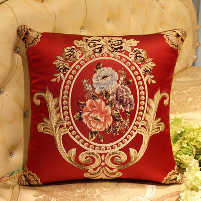 

FANROL European Embroidery Style Pillow Sofa Cushion Office Pillow Cushion Car Lumbar Pillow Pillow Pillow Lady - Dahong 48 48