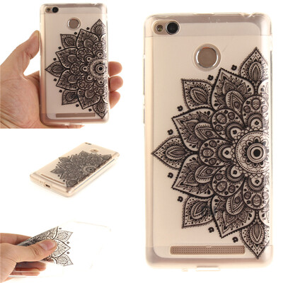 

Black half flower Pattern Soft Thin TPU Rubber Silicone Gel Case Cover for XiaoMi Redmi 3sRedmi 3XRedmi 3S Prime