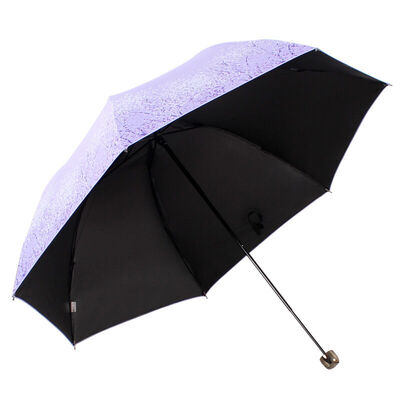 

【Jingdong Supermarket】 Paradise Umbrella School Girl Vinyl Silk Screen Three fold ultra-light Mushroom princess sunny umbrella sun umbrella purple 30134ELCJ