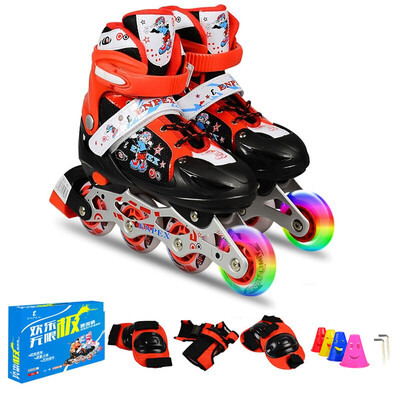 

Lokshi Enpex skates adjustable aluminum frame straight row flash wheel skateboarding roller skates MS169 red (28 yards -31 yards / send protective gear)