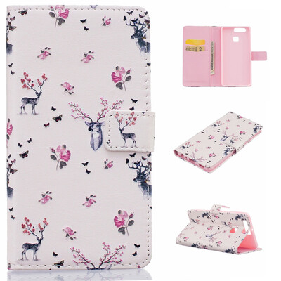 

Deer Design PU Leather Flip Cover Wallet Card Holder Case for HUAWEI P9