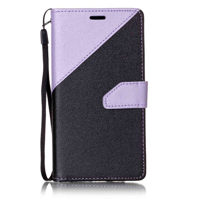 

Черный + светло-фиолетовый дизайн PU кожаный бумажник чехол Классический откидная крышка с подставкой Функция и слот кредитной кар