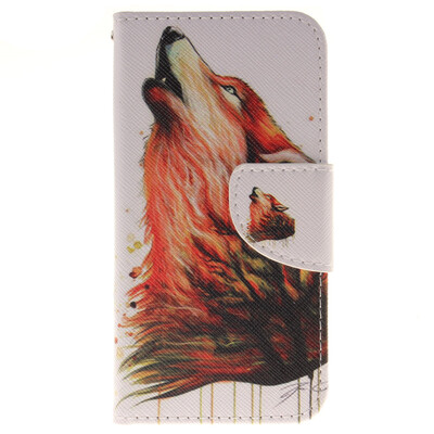 

Brown wolf Design PU Leather Flip Cover Wallet Card Holder Case for LG K4