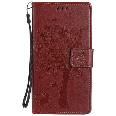 

Brown Tree Design PU Leather Flip Cover Wallet Card Holder Case for HUAWEI P8MINI