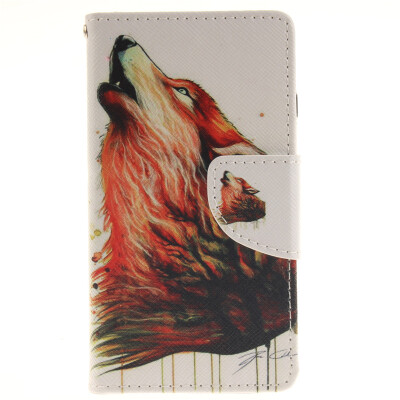 

Brown wolf Design PU Leather Flip Cover Wallet Card Holder Case for Wiko Sunset2