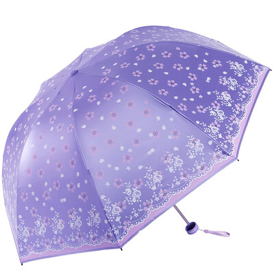 

Jingdong Supermarket Paradise Umbrella UPF50 Falling season All shade mercerized velvet lotus three fold sunny umbrella 33397E pink