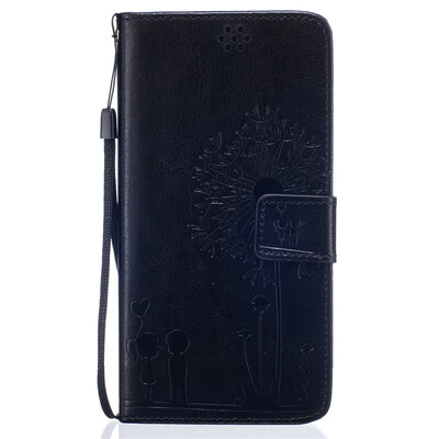 

Black Lovers and Dandelion Style Embossing Classic Flip Cover with Stand Function and Credit Card Slot for IPHONE 6/6S