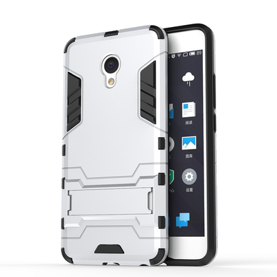 

Серебряный Slim Robot Armor Kickstand Ударопрочный жесткий корпус из прочной резины для MEIZU M E