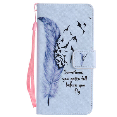 

Blue Feather Design Кожа PU откидной крышки Кошелек Карты Держатель чехол для SAMSUNG J7Prime