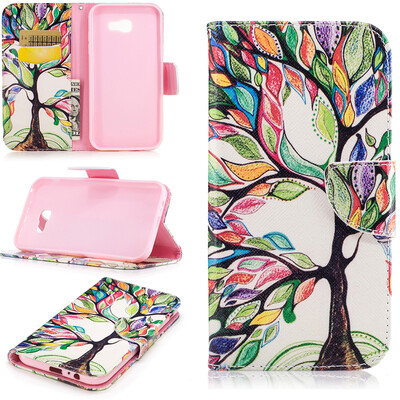

Colorful tree Design PU Leather Flip Cover Wallet Card Holder Case for SAMSUNG Galaxy A7 2017