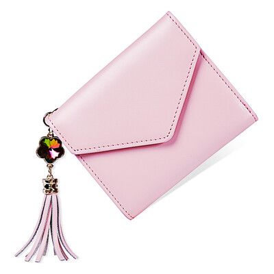 

Nau (NAWO) ladies wallet Korean fashion fresh tassel buckle short wallet NW3164011 pink