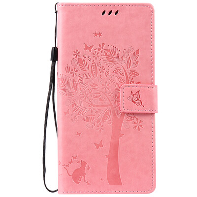 

Pink Tree Design PU Leather Flip Cover Wallet Card Holder Case for SONY XA ULTRA