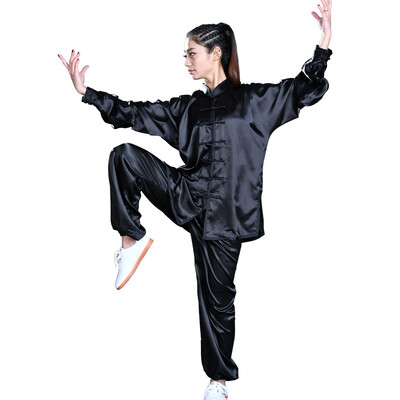 

By wave Zooboo tai chi men tai chi practice uniforms in the elderly in the martial arts costumes clothing spring and summer S No. black