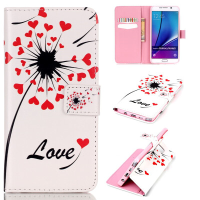 

Love heart dandelion Design PU Leather Flip Cover Wallet Card Holder Case for SAMSUNG Galaxy Note 5