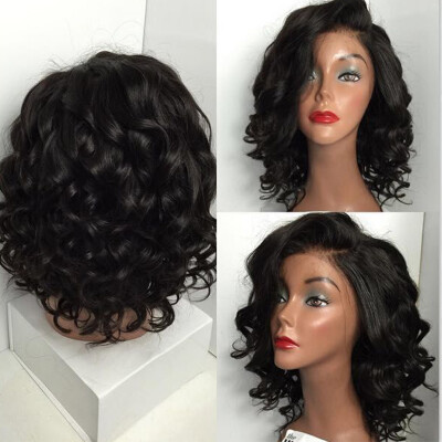 

Short Bob Lace Front Wigs For Black Women Brazilian Human Hair Wavy Lace Front Human Hair Wigs with Baby Hair