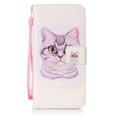 

Short Hair Cat Design PU Leather Flip Cover Wallet Card Holder Case for Samsung Galaxy S7 EdgeG9350