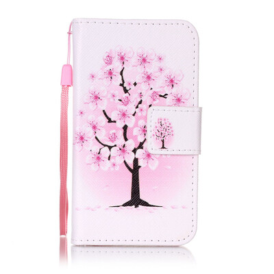 

Peach Blossom Design PU Leather Flip Cover Wallet Card Holder Case for Samsung Galaxy J1 Mini