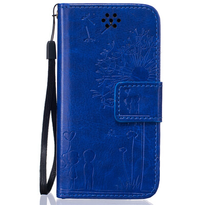 

Blue Lovers and Dandelion Style Embossing Classic Flip Cover with Stand Function and Credit Card Slot for iPod Touch 5/6