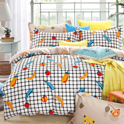 

Langsha bedding home textile four-piece cotton cotton twill printing wedding suite bed sheets quilt pillow bed bedding vegetable park 15-18 m bed general quilt 200 230cm