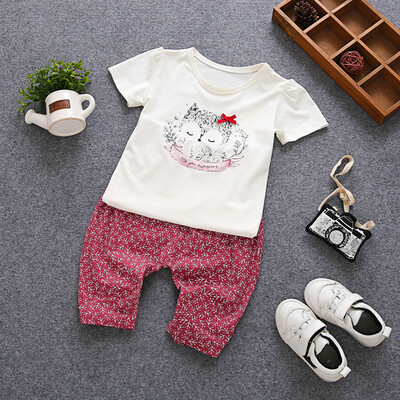 

Ou Mai Beibei children 's clothing children' s pants harem pants children summer short - sleeved sets M0052 pink 100 yards