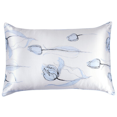 

Taihu Lake Bedding Home Textile Silk Pillowcase 100% Silk Silk Single Pillow Case Single Tulip - Blue 48 * 74cm